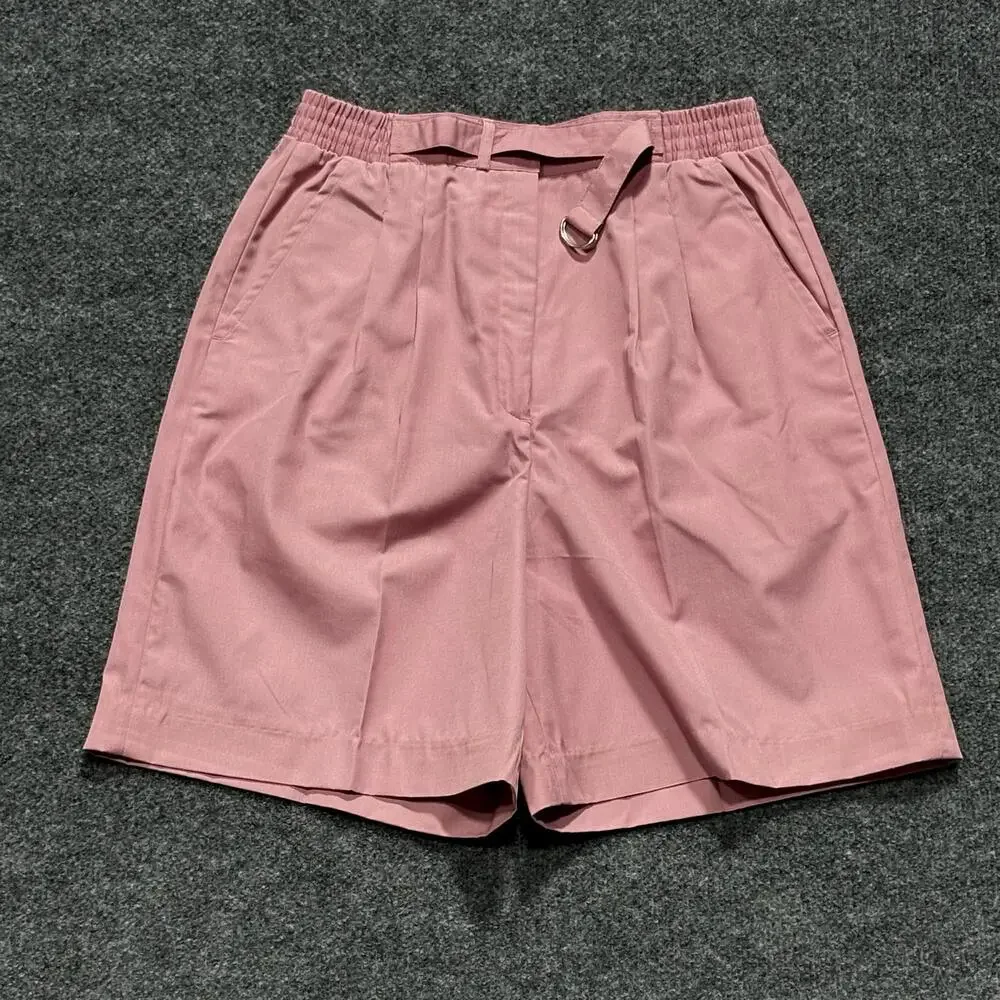 Vintage Lady La Mode Shorts Womens 10 Pink Chino Elastic Waist Buckle Casual